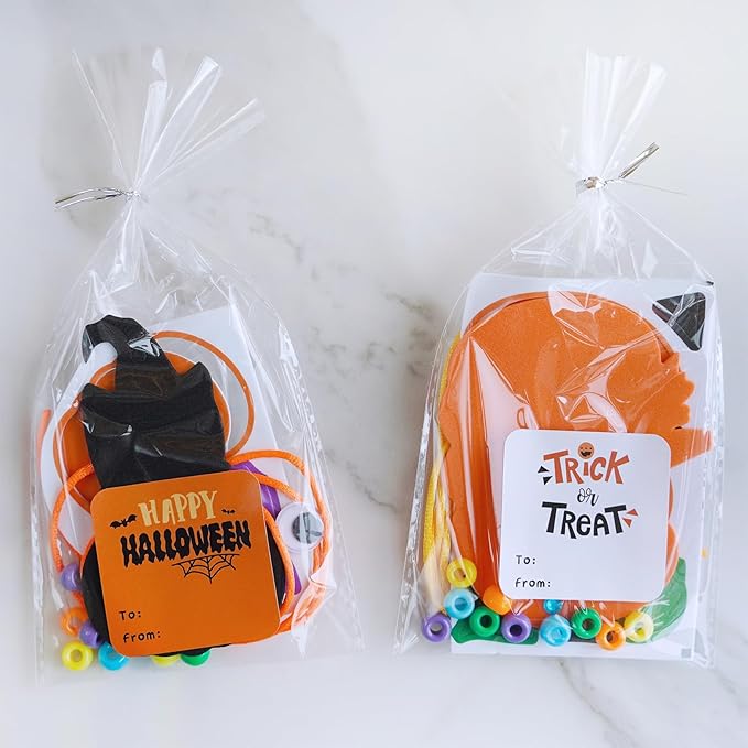 Winlyn 24 Sets Halloween Craft Kits DIY Halloween Art Sets Spider Bat Ghost Pumpkin Foam Halloween Stickers for Kids Fall Home Classroom Activities Trick-or-Treat Party Favors