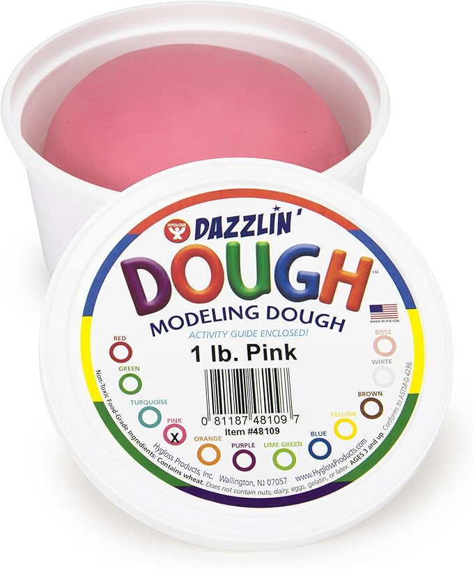 Hygloss Play Modeling Dough - Pink Dough Unscented - Safe & Non-Toxic for Kids Arts & Crafts - Party Favors - Classroom Supplies - 1lb
