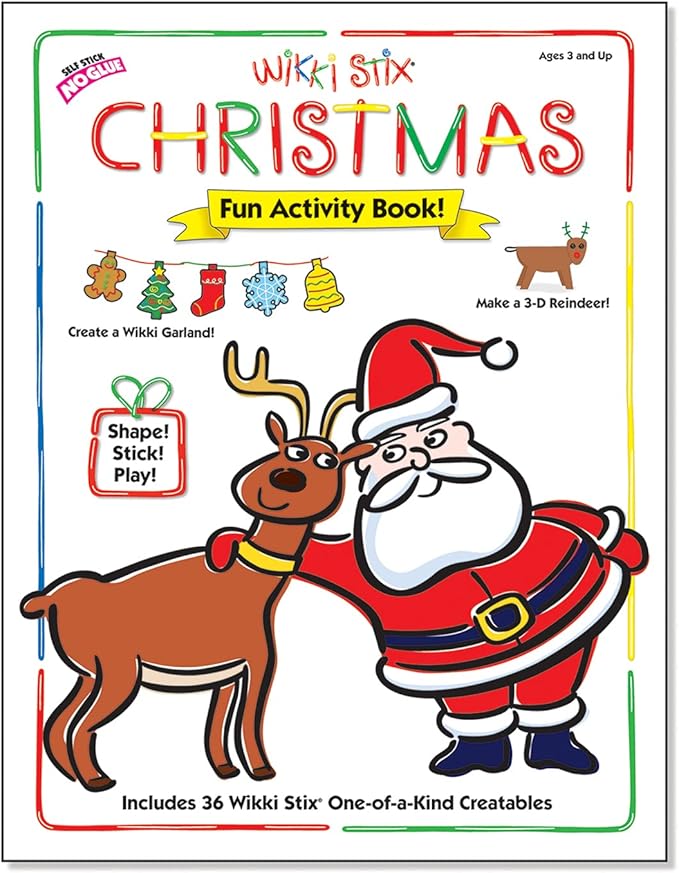WIKKI STIX Christmas Activity Book – Fun Holiday Arts & Crafts for Kids, Includes 25 Festive Activities – Perfect Stocking Stuffer & Creative Play Gift!