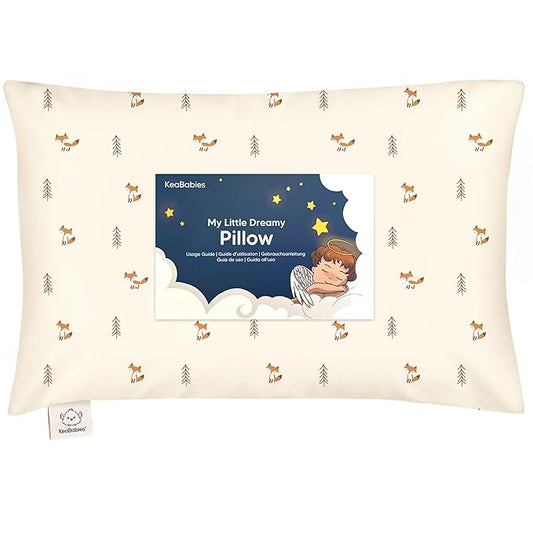 Toddler Pillow with Pillowcase - 13x18 My Little Dreamy Pillow, Organic Cotton Toddler Pillows for Sleeping, Kids Pillow, Travel Pillows, Mini Pillow, Nursery Pillow, Toddler Bed Pillow (Fox Tales)