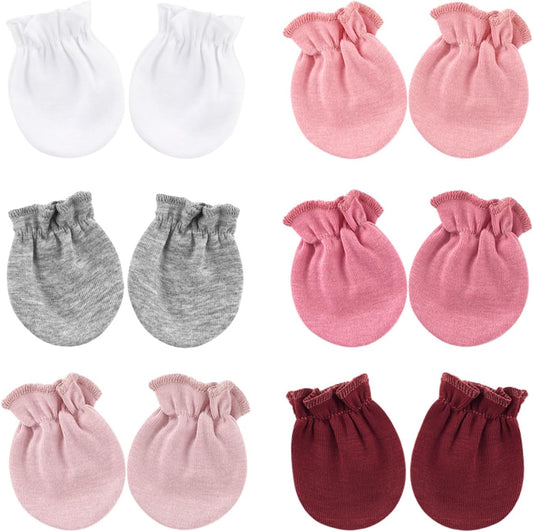 BQUBO Newborn Infant Toddler Mittens No Scratch Cotton Elastic Wrist Gloves Hypoallergenic for 0-6 Months Baby Boys Girls