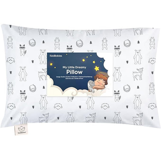 Toddler Pillow with Pillowcase - 13x18 My Little Dreamy Pillow, Organic Cotton Toddler Pillows for Sleeping, Kids Pillow,Travel Pillows,Mini Pillow,Nursery Pillow,Toddler Bed Pillow (KeaFriends)
