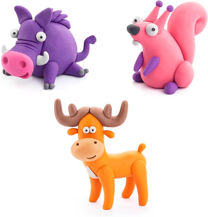 Fat Brain Toys Hey Clay Forest Animals, Air Dry Clay Kit with Interactive App for Kids & Tweens, Modeling Clay and Crafts Set