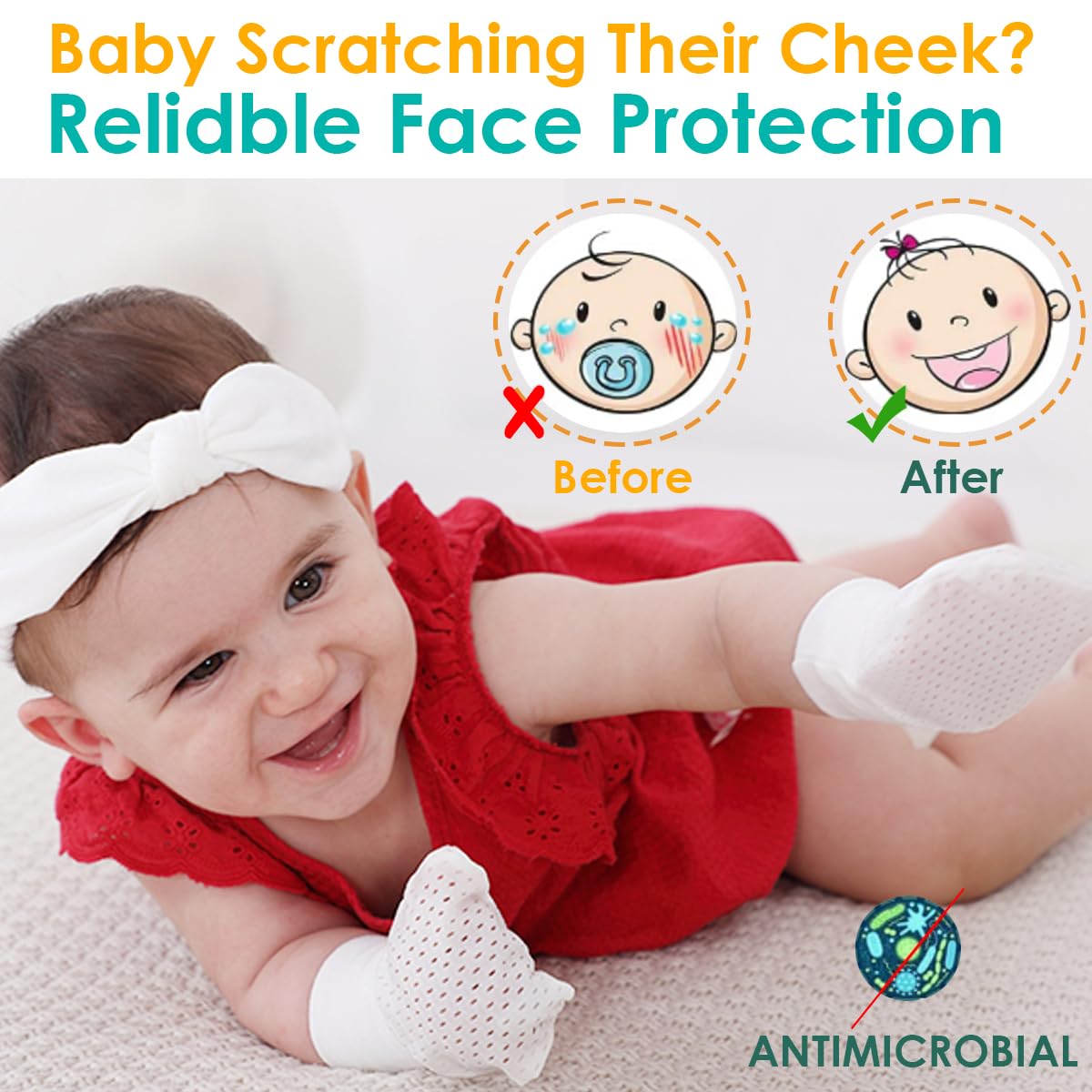 Newborn Baby Girl Mittens Anti Scratch Baby Mittens No Scratch Mittens Baby Gloves for 0-6 Months Baby Girls (6 Pairs)