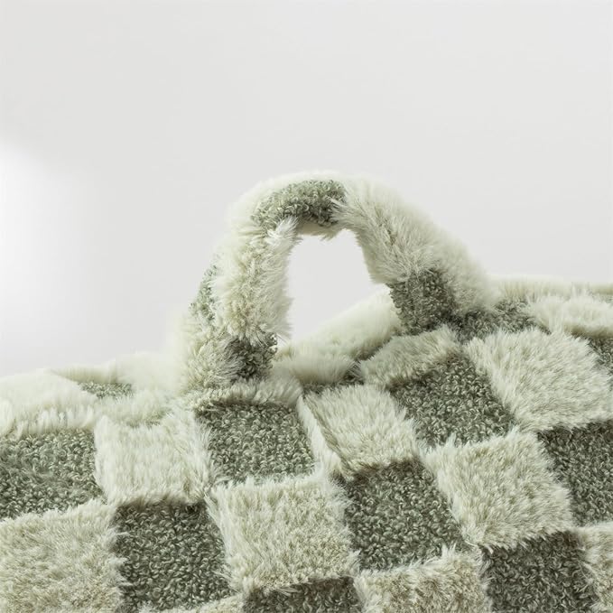 Aimuan Reading Pillow Checkered Bed Rest Wedge Backrest Checkerboard Pillow with Arms Back Support for Sitting Up in Bed Cushion Incline Rest Sleeping Snoring Pillow, Light Green