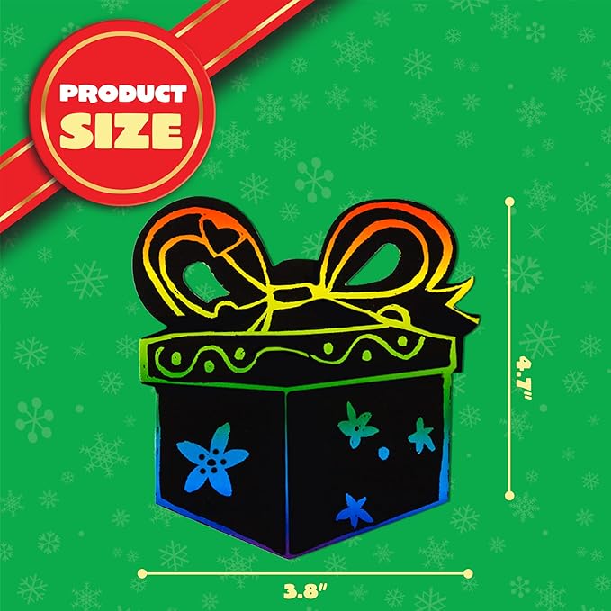 JOYIN 120 Pcs Christmas Scratch Art Ornaments, Rainbow Color Scratch Paper Craft Kit, Christmas Hanging Ornament, Scratch Off DIY Arts & Crafts Kit for Kids, Holiday Crafts Party Favor