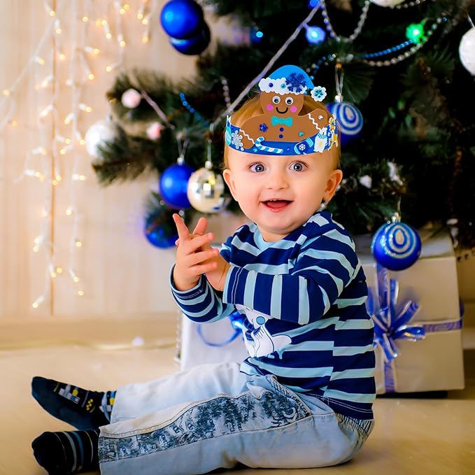 Winlyn 24 Sets Winter Craft Kits Christmas Crafts DIY Winter Holiday Headbands Craft Kits Snowflake Snowman Penguin Foam Stickers Winter Arts and Crafts for Kids Classroom Art Activities Party Favors