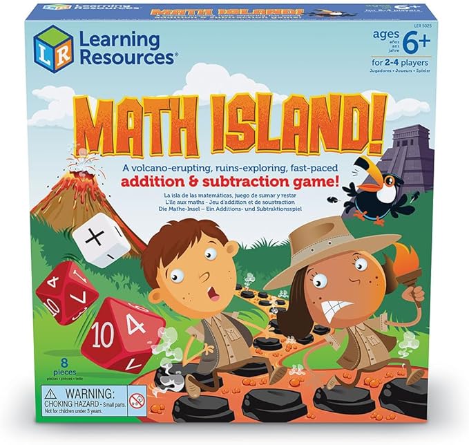 Learning Resources Math Island Addition & Subtraction Game, Educational Games, Elementary Math, Teaching Toys, Children’s Math Games, Educational Indoor Games, 8 Pieces, Age 6+