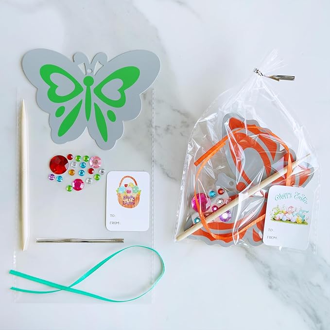 Winlyn 48 Sets 8 Styles Magic Color Scratch Butterfly Ornaments Decorations Butterfly Scratch Art Butterfly Craft Kits for Kids Classroom Easter Day Spring Activities Party Favors