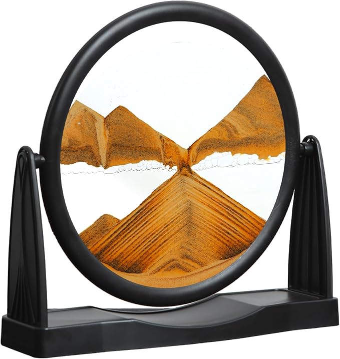 MXYATCJ | Moving Sand Art | Sand Art Liquid Motion | Sand Art Pictures | 3D Deep Sea Sandscape | Glass Sand Art Display | Sand Relaxing Gift for Adult | Home Office Decor | Desktop Toys | (8'' Orange)