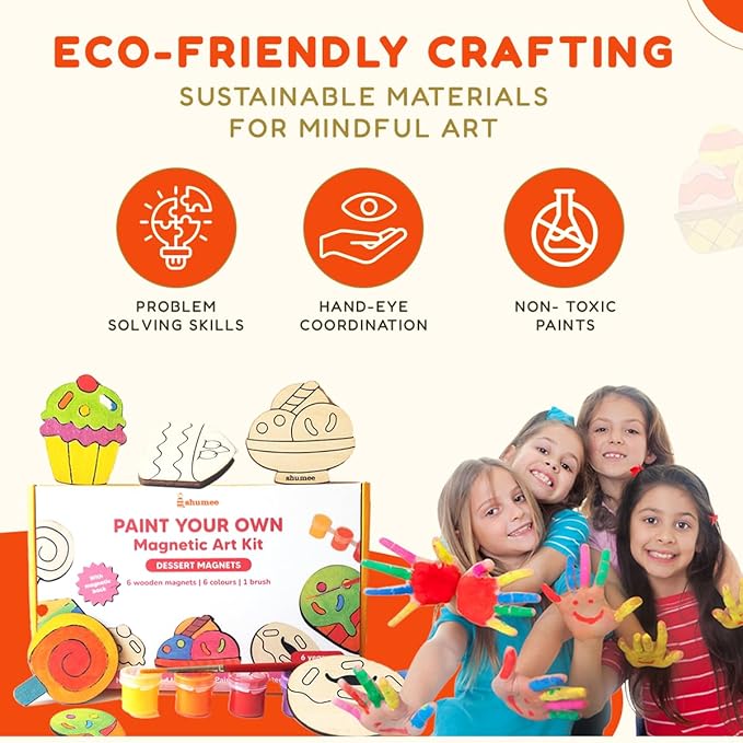 DIY Wooden Magnets, Wood Painting Arts and Craft Supplies for Boys Girls Ages 6 7 8 9 10 11 & 12, Easter Gifts, Birthday Party Activities Craft for Kids, Valentine's Day Gift for Kids