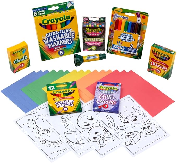 Crayola Super Art Coloring Kit (100+ Pcs), Arts & Crafts Set for Kids, Coloring Supplies, Arts & Crafts Set, Gifts for Kids [Amazon Exclusive]