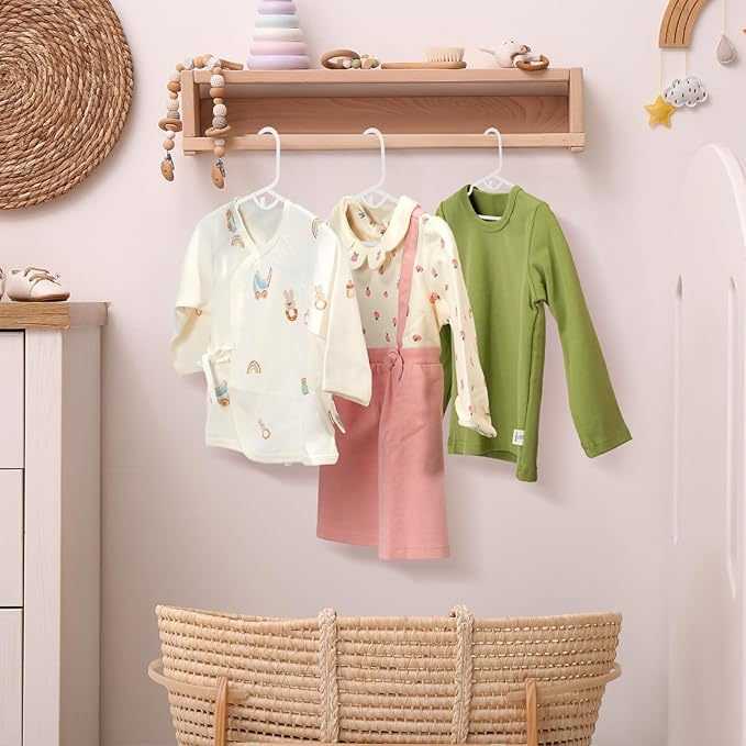 Baby Hangers, 60PCS White Kids Hangers, Multifunctional Kids Clothes Hangers, Toddler Hangers for Kids Toddlers and Children, Durable Hangers for Kids, Stackable Design for Spacing Saving