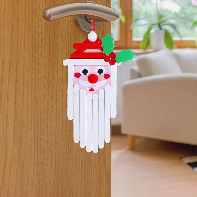 Winlyn 32 Sets Christmas Craft Kits Winter Crafts DIY Popsicle Stick Christmas Ornaments Decorations Art Sets Craft Sticks Christmas Foam Stickers for Kids Holiday Classroom Activities Party Favors