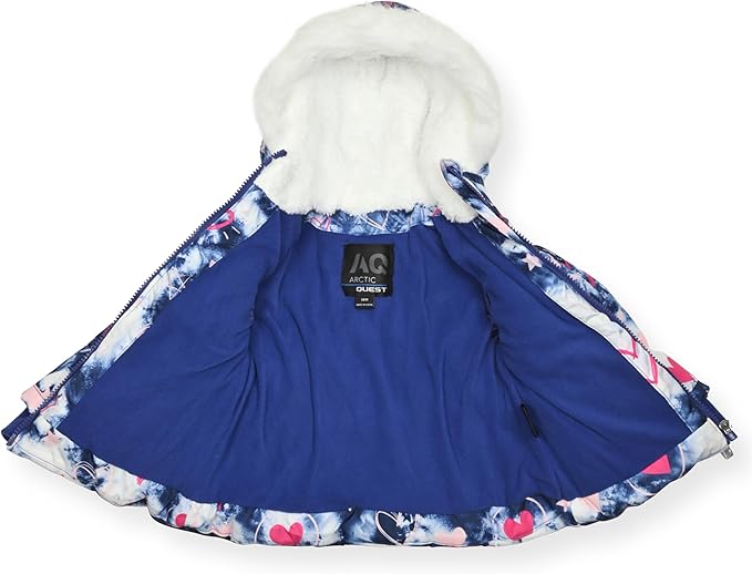 Arctic Quest Little Girls Bib Snow Pants and Ski Jacket Water-Resistant Snowsuit For Kids Winter Jacket For Girls