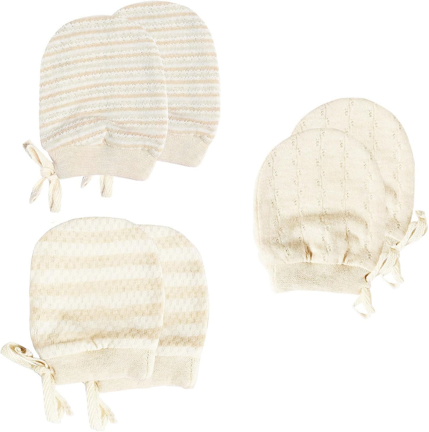 Newborn Mittens No Scratch 100% Organic Cotton 3 Packs Mitts Baby Boy Girl Neutral With String 0-12 months