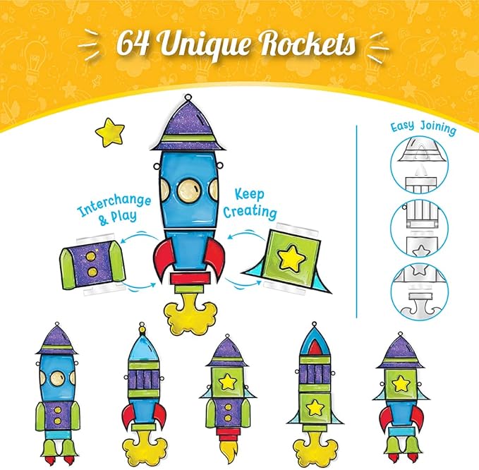 Imagimake Window Art for Kids - Rocket | Suncatcher Kits for Kids, Arts and Crafts for Kids Ages 6-8 | Birthday Gifts for 5 6 7 8 9 10 11 12 Years Old Boys & Girls