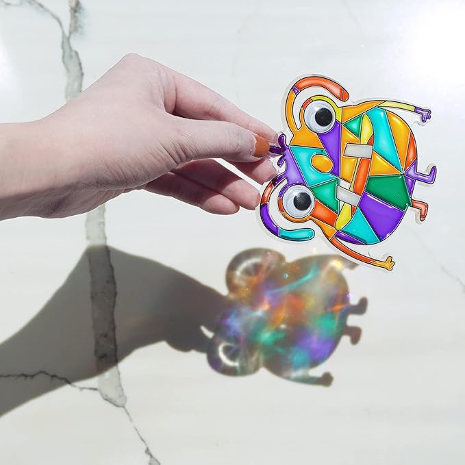 Winlyn 27 Sets Halloween Craft Kits Fall Crafts Monster Suncatchers Ornaments Decorations DIY Window Paint Art Suncatchers Hanging Monster Sun Catchers for Kids Classroom Party Activities