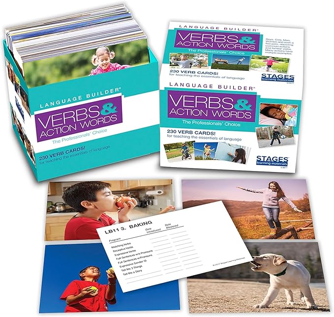 Stages Learning Materials Language Builder Verb Flash Cards Photo Vocabulary Autism Learning Products for Aba Therapy & Speech Articulation