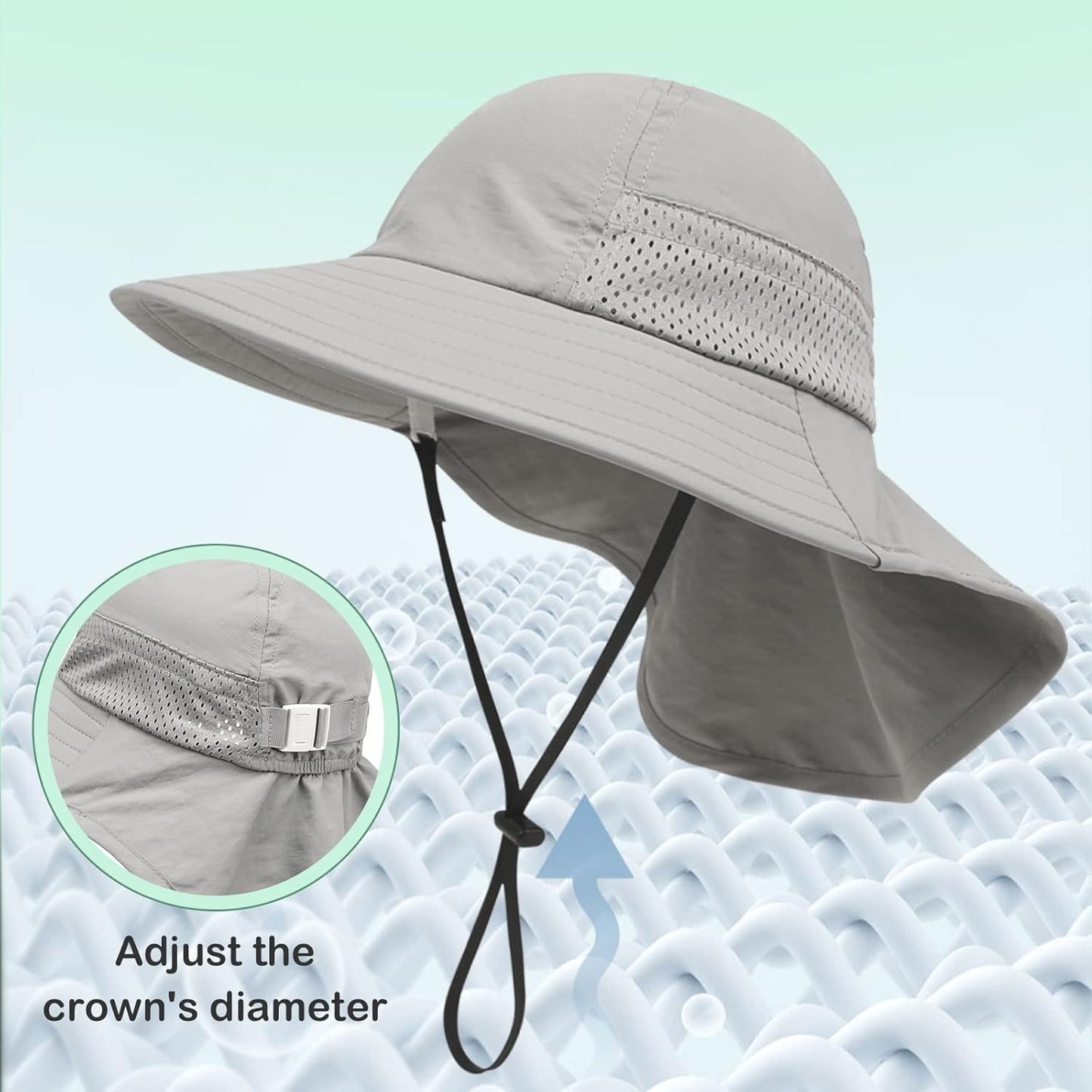 XIAOHAWANG Girls Sun Hat Baby Beach Hats Boys UPF 50+ Kids Summer Protection Cap Toddler Breathable Caps Wide Brim Neck Flap