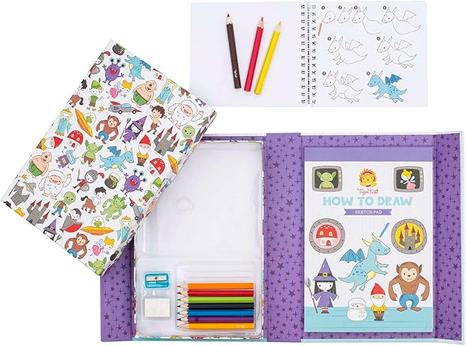 Tiger Tribe: How to Draw - Fairytale Fantasy - Creative Artistic Set, Step-by-Step Guide, Color Pencils, Art Sketch Pad, Store Inside Case, Kid Age 5+