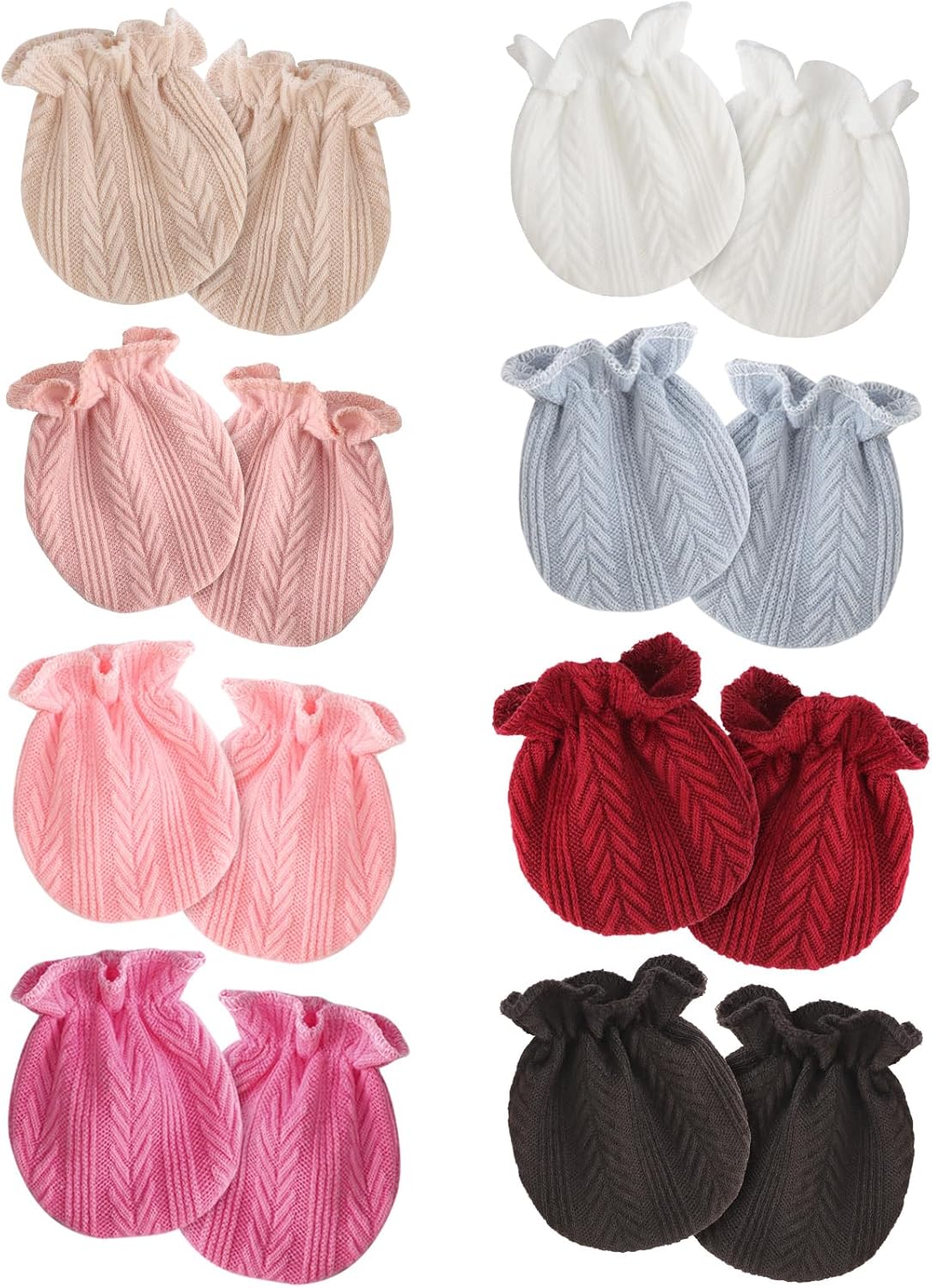 Newborn Baby Mittens No Scratch Cotton Elastic Wrist Gloves Infant Toddler Mittens for Baby Boy Girl 0-6 Months