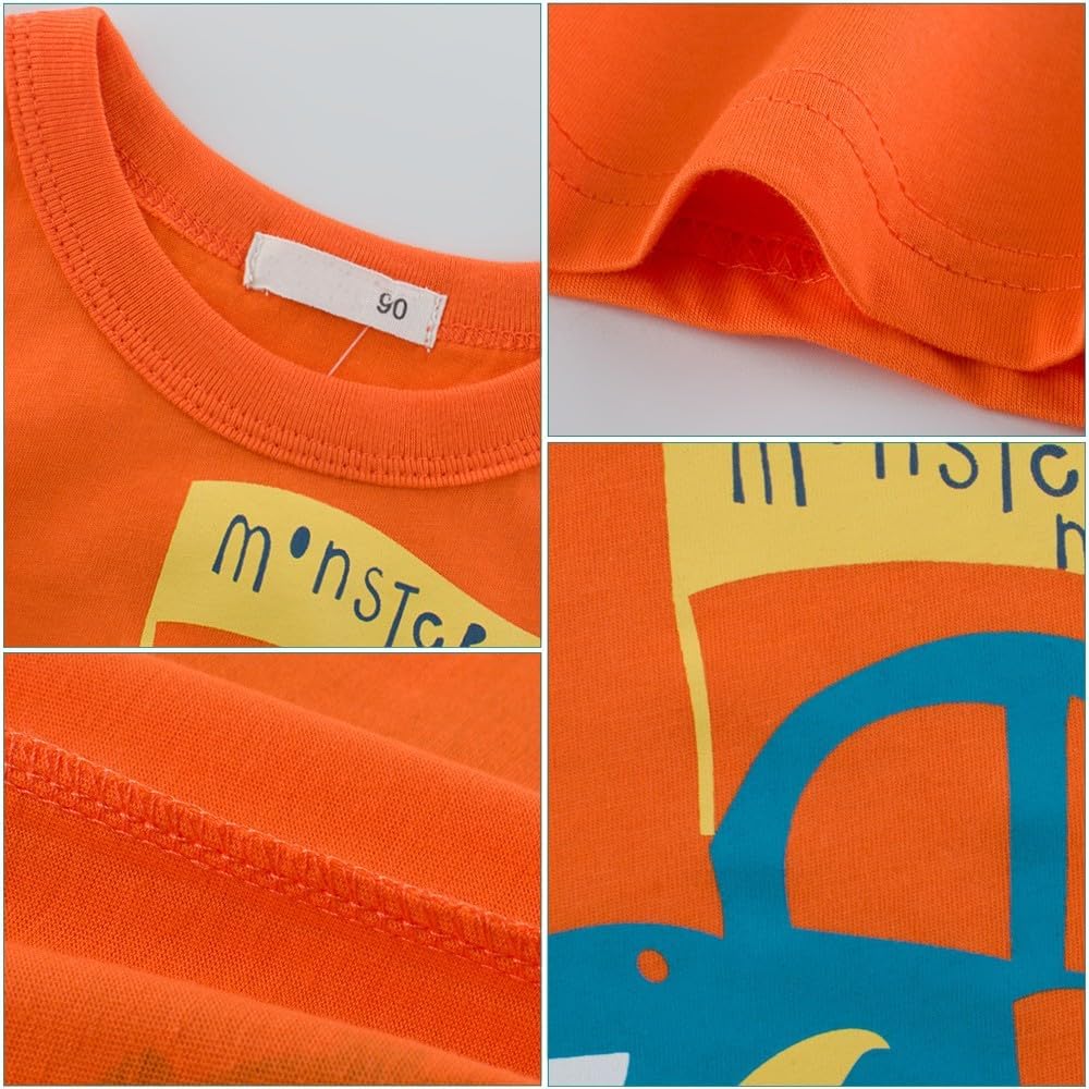 Boys' 4-Pack Excavator Short Sleeve Crewneck T-Shirts Top Tee Size 2-7 Years Toddler Boys' Value Pack Cotton T-Shirt