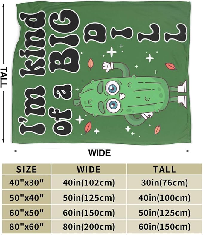 Pickle Blanket for Boys Girls, Cute I'm Kind of a Big Dill Themed Design Printed Throw Blankets for Kids Lap, Chair, Warm Soft Cozy Blanket, 30"x 40"