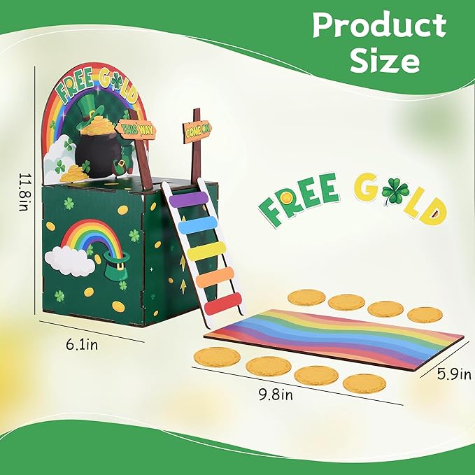 Leprechaun Trap Kit for Kids, St Patrick's Day Wood DIY Crafts Kit to Catch A Leprechaun, St Patricks Day Party Supplies Decorations Leprechaun Trap Toys Gifts for Kid Friends