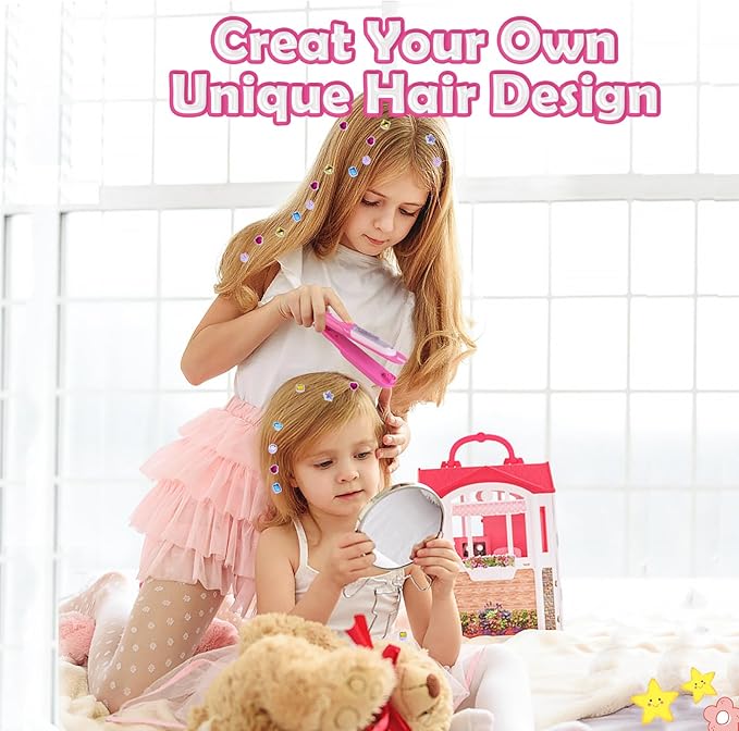 kidzkube Kids Hair Gem Stamper Kit, Quick Gems Hair Jeweler, Bling Hair Jewels for Girls Toys, Hair Styling Tool with Reusable Shining Diamonds, Birthday Gifts Toys for Girls Ages 3 4 5 6 8-12