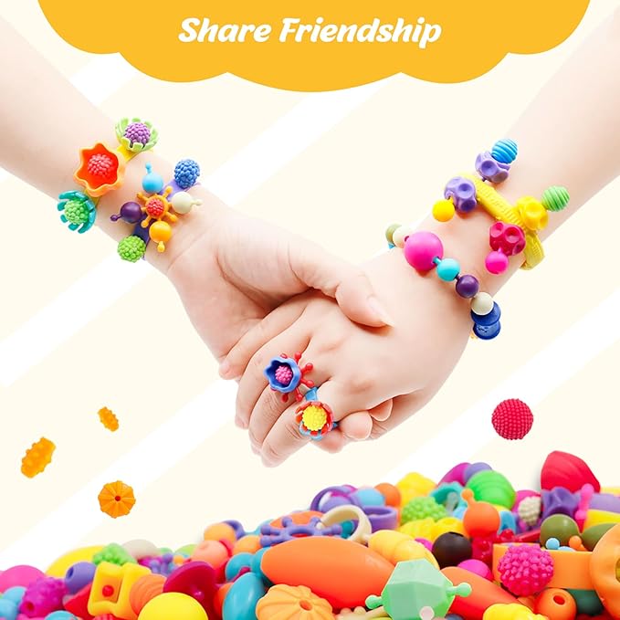 NEXBOX Crafts Jewelry Making Kit for Girls - Toddler Pop Beads Toys Sets for Kids, Necklace, Bracelet, Headmaking and Ring, Ideas Birthday Gifts Age 3 4 5 6 7 8 Years Old