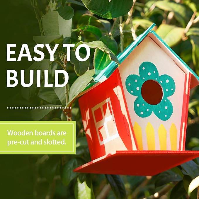 ORIENTAL CHERRY Crafts for Kids Ages 4-8 - 12 Pack DIY Bird House Kit - Build and Paint Birdhouses Wooden Arts Kits - Easter Basket Stuffers Gifts for Kids Girls Boys Toddlers Ages 3-5 4-6 6-8 8-12