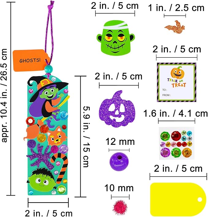 Winlyn 36 Sets Halloween Crafts Kits Fall Crafts DIY Halloween Bookmarks Ornaments Art Sets Bats Monster Jack-O'-Lantern Ghost Foam Stickers Arts and Crafts for Kids Classroom Activities Party Favors