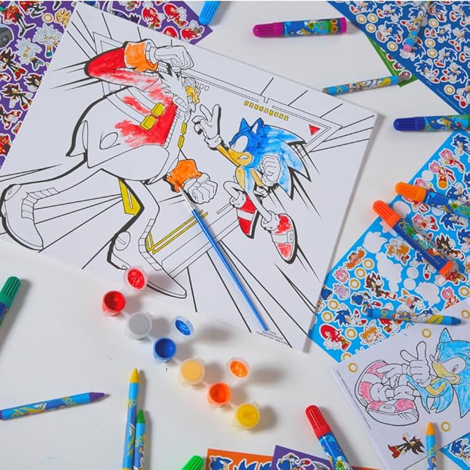 Innovative Designs Sonic The Hedgehog Creative Coloring Canvas Painting and Activity Set for Kids, 1000+ pcs