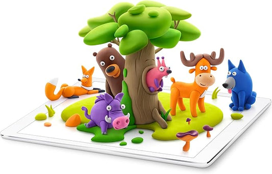 Fat Brain Toys Hey Clay Forest Animals, Air Dry Clay Kit with Interactive App for Kids & Tweens, Modeling Clay and Crafts Set