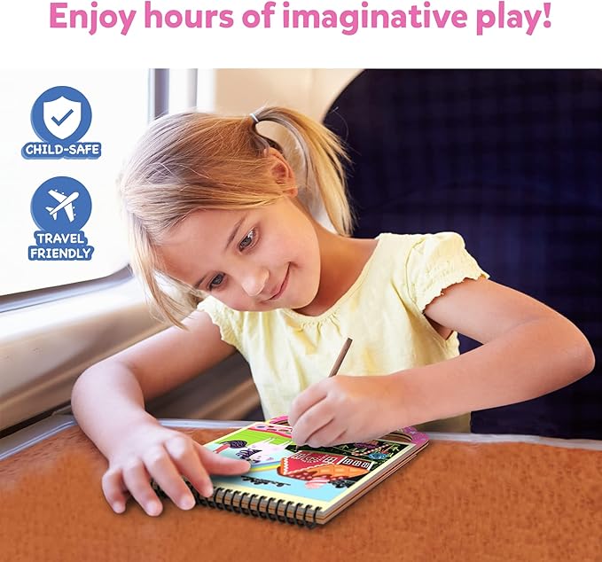 Skillmatics Magical Scratch Art Book for Kids - Unicorns & Princesses, Craft Kits & Supplies, DIY Activity & Stickers, Valentine's Day Gifts for Toddlers, Girls & Boys Ages 3, 4, 5, 6, 7, 8