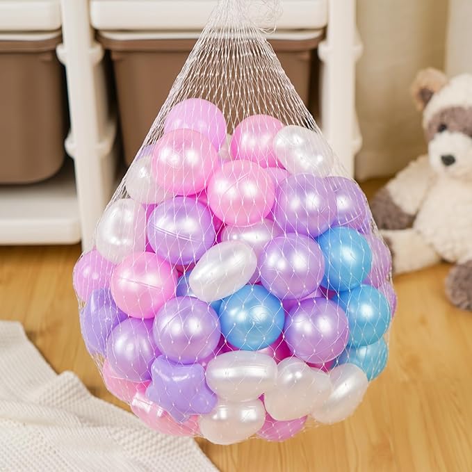 GOGOSO Shape Ball Pits Balls, Star Heart Plastic Play Balls for Toddlers Kids Children, DIY Giant Friendship Bracelet Banner