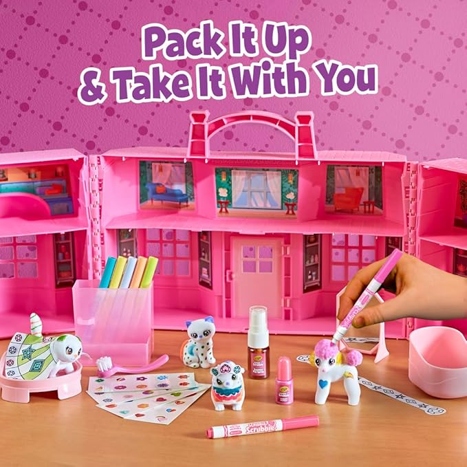 Crayola Scribble Scrubbie Pets Super Salon, Color, Paint & Wash Toy, Gift for Kids, Ages 3, 4, 5, 6