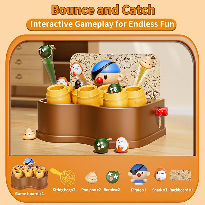 Pirate Bounce and Catch Games for Kids 3-5, Toddler Games for Kids 4-6, Birthday for 5-7 Boys and Girls, Family Toddler Board Games