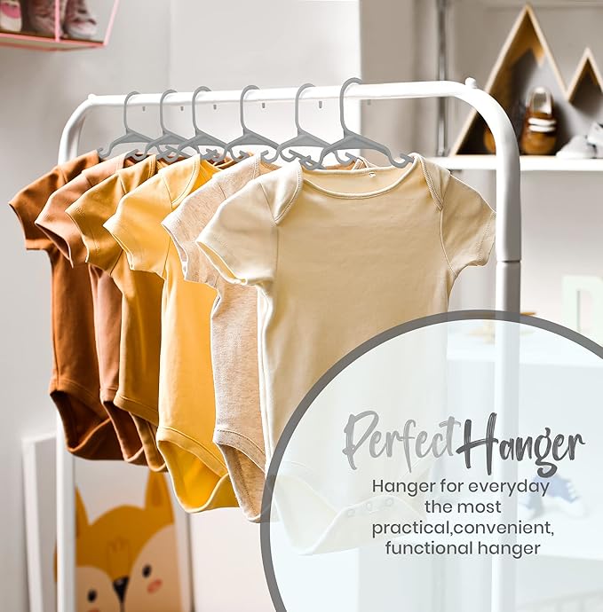 Utopia Home 20 Pack Kids Hangers - 11.5 Inch Plastic Baby Hangers for Closet - Childrens Hanger for Clothes & Infant Hanger for Closet - Ideal for Everyday Standard Use (Gray)