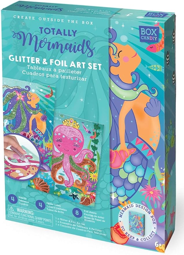 Totally Mermaids Glitter and Foil Art Kit in Keepsake Box to Make, Display and Share