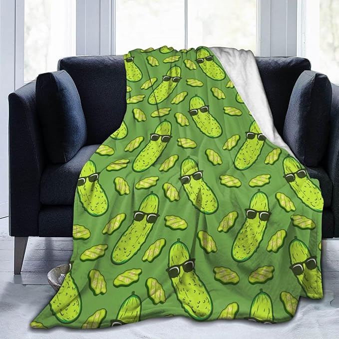 Pickle Blanket for Women Men, Cute Pickle Themed Design Printed Throw Blankets for Teens Adults Lap, Couch Bed, Warm Soft Cozy Blanket, 60"x 80"