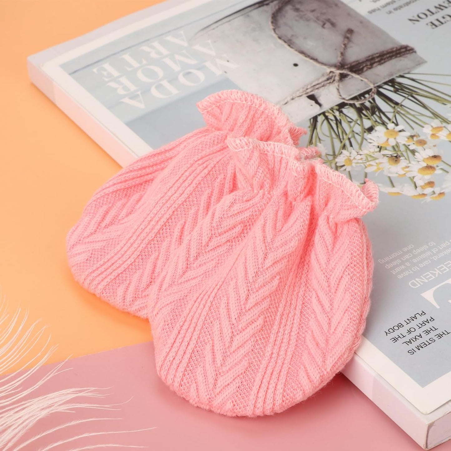 BQUBO Newborn Infant Toddler Mittens No Scratch Cotton Elastic Wrist Gloves Hypoallergenic for 0-6 Months Baby Boys Girls