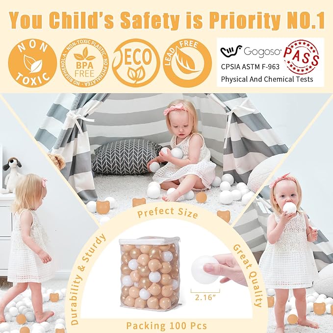 GOGOSO Bear Ball Pit Balls Shapes BPA Free Plastic Play Balls Crush Proof Kids Toddlers Baby Pastel Pelotas Toy Shaped Giant Friendship Bracelet