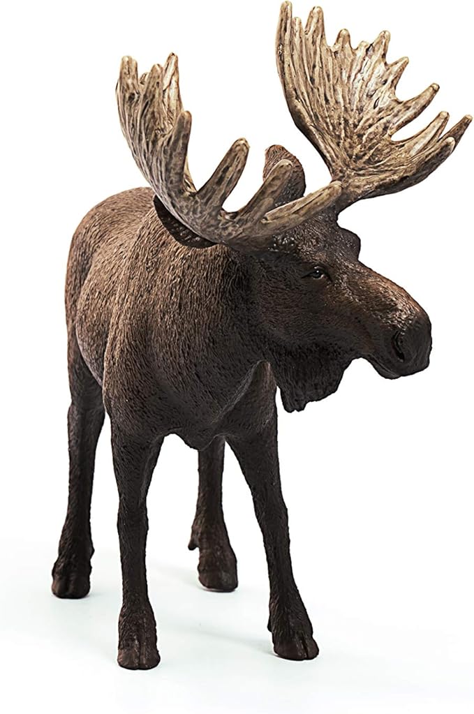 Schleich Wild Life Moose Bull Figurine - Wild Animal Toy Figurine, Durable for Education and Imaginative Play for Boys and Girls, Gift for Kids Ages 3+
