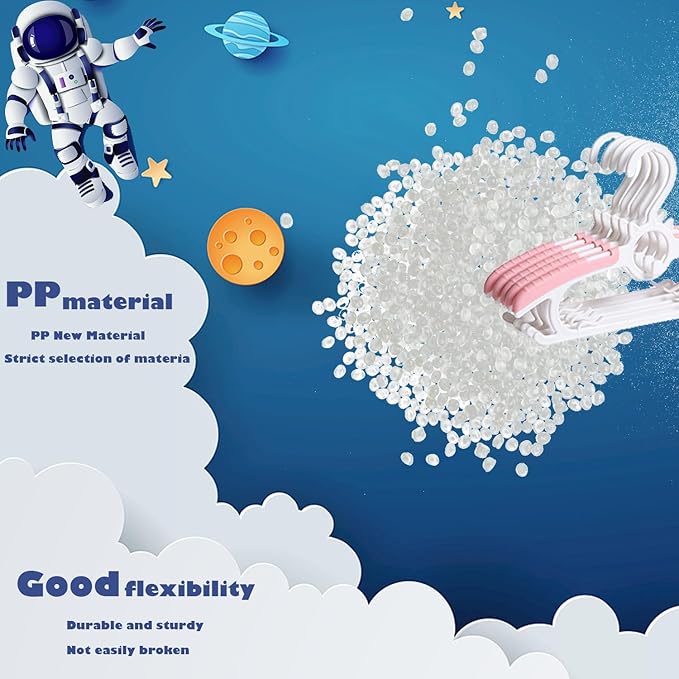 JSF 30Pcs Baby Hangers for Nursery Closet, Infant Hangers Extendable and Non-Slip for Newborn Toddler Kids Clothes,11"-14" Adjustable Children Coat Pant Hanger for Girl and Boy Nursery/Pink