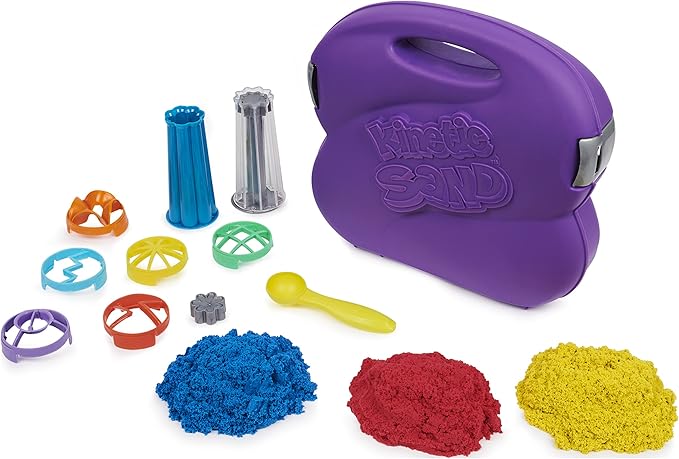 Kinetic Sand, Sandwhirlz Playset with 3 Colors of Kinetic Sand (2lbs) and Over 10 Tools, Play Sand Sensory Toys for Kids Aged 3 and up