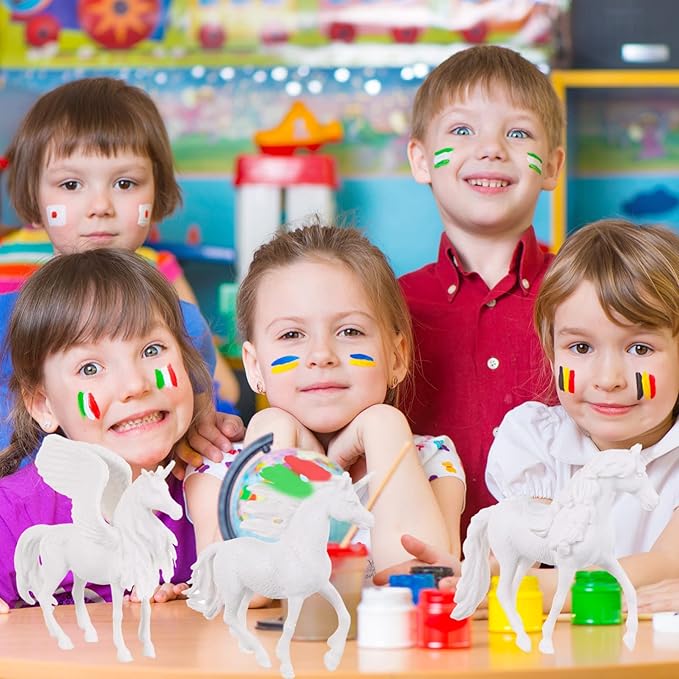 Zerodeko 4pcs DIY Painting Unicorn Toys, Unicorn Arts and Crafts Painting kit Paintable Unicorn Figurines Unicorn Coloring Kits Art Craft Toys for Kids (White)