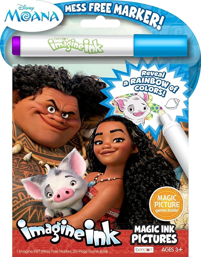 Moana Coloring and Activity Books for Girls Ages 4-8 - Bundle with Moana Imagine Ink Coloring Book, Color and Trace Book, Stickers, More | Moana Coloring Book No Mess