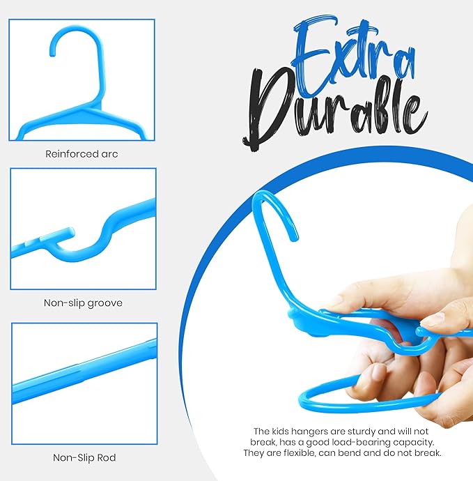 Utopia Home 240 Pack Kids Hangers - 11.5 Inch Plastic Baby Hangers for Closet - Childrens Hangers for Clothes & Infant Hangers for Closet - Ideal for Everyday Standard Use (Blue)